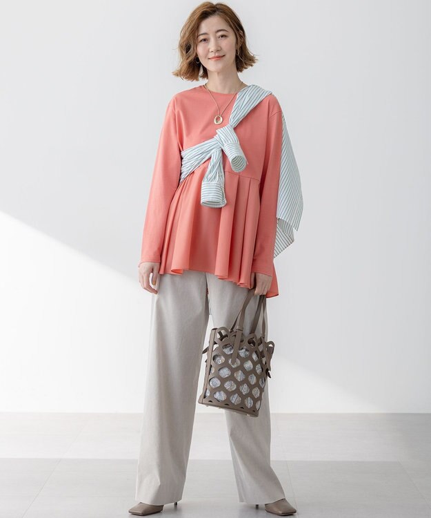 23区 S 【Oggi5月号掲載/洗える】リネンレーヨンストレッチ ワイド パンツ ベージュ系