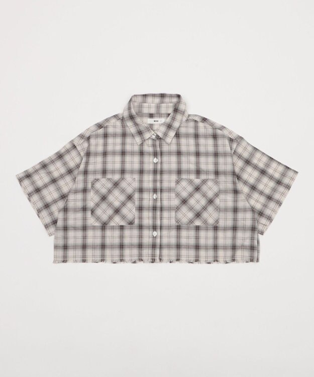 WEGO ショートチェックシャツ（S） ホワイトアイボリー