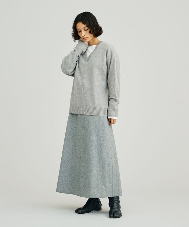 J.PRESS YORK STREET 【WOMEN】ウールカシミヤ ドルマンVニット ライトグレー系