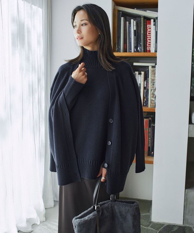 ICB 【新色追加・WEB限定カラーあり】 ソフトカシミヤミックス ハイネックニット ネイビー系