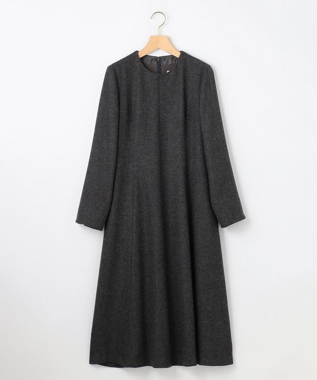 組曲 【2WAY】ラメフラノ フリル襟ワンピース チャコールグレー系