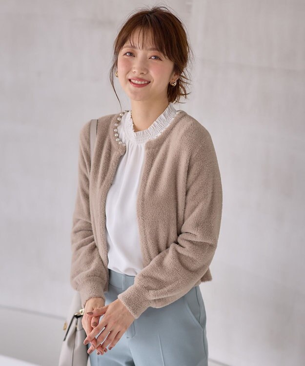 ANY SIS シャギーニット カーディガン ライトモカ