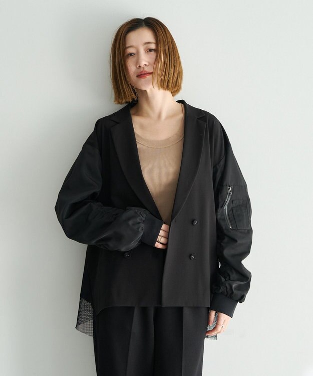 YECCA VECCA 異素材MIXテーラードジャケット Black