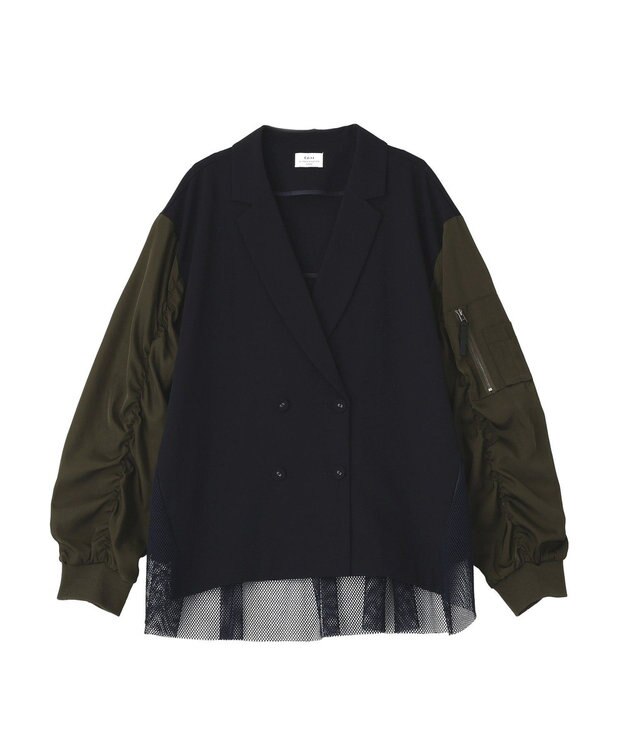 YECCA VECCA 異素材MIXテーラードジャケット Navy