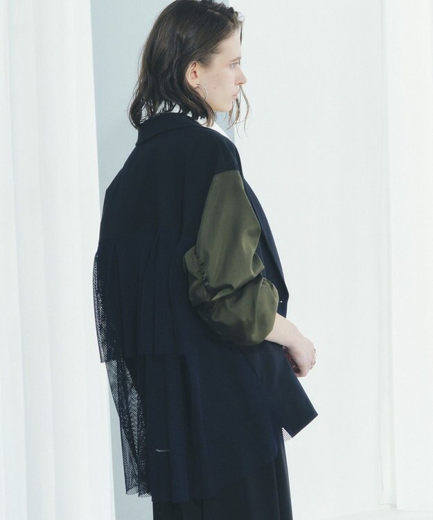 YECCA VECCA 異素材MIXテーラードジャケット Navy