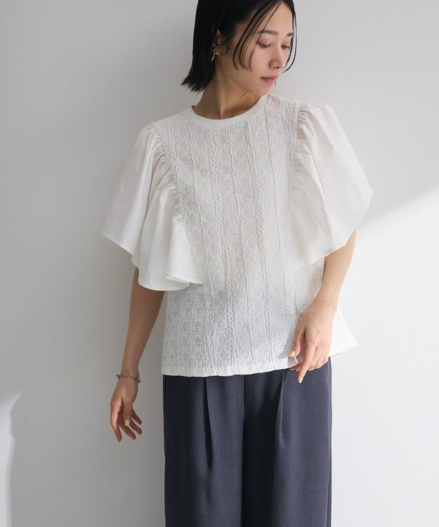 Green Parks ・ＳＵＧＡＲ　ＳＰＯＯＮ　ラッフルスリーブＴＥＥ Off White