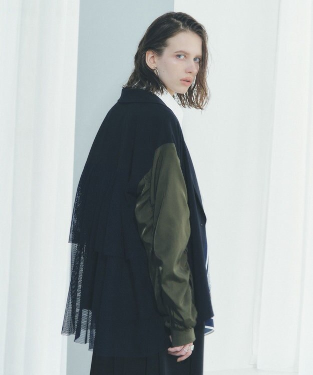 YECCA VECCA 異素材MIXテーラードジャケット Navy