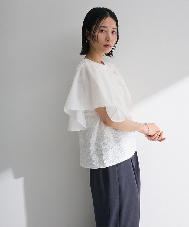 Green Parks ・ＳＵＧＡＲ　ＳＰＯＯＮ　ラッフルスリーブＴＥＥ Off White