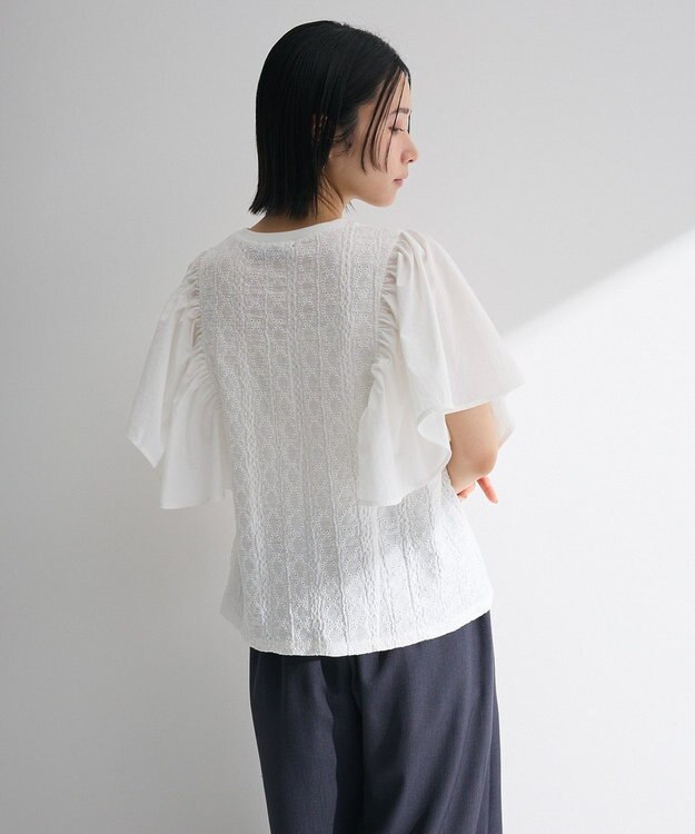 Green Parks ・ＳＵＧＡＲ　ＳＰＯＯＮ　ラッフルスリーブＴＥＥ Off White