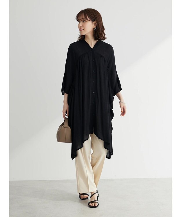 Green Parks Ｉ　レーヨンクレープチュニック Black