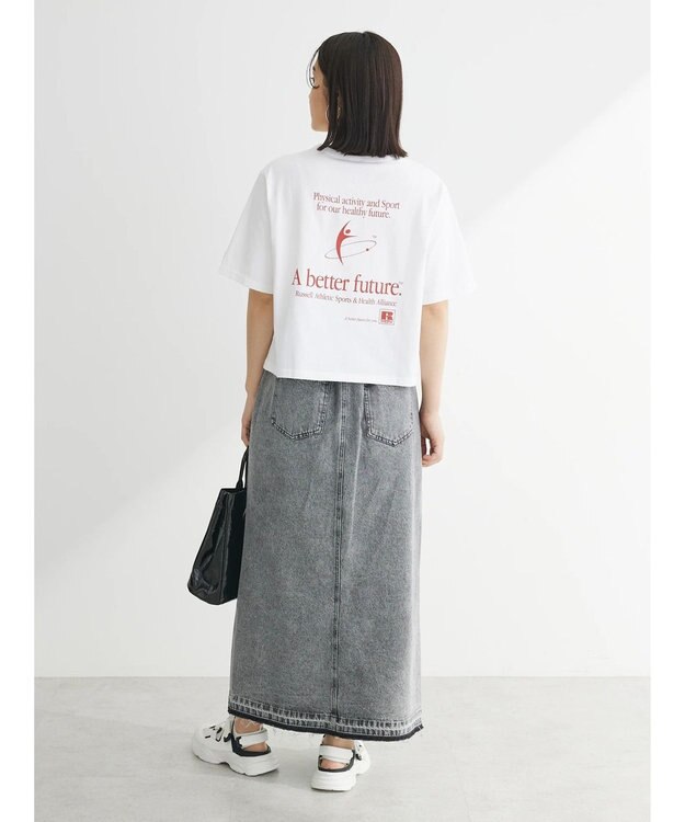 Green Parks ■別注ＲＵＳＳＥＬＬ　ＡＴＨＬＥＴＩＣ　ショート丈ｐｔＴ Off White