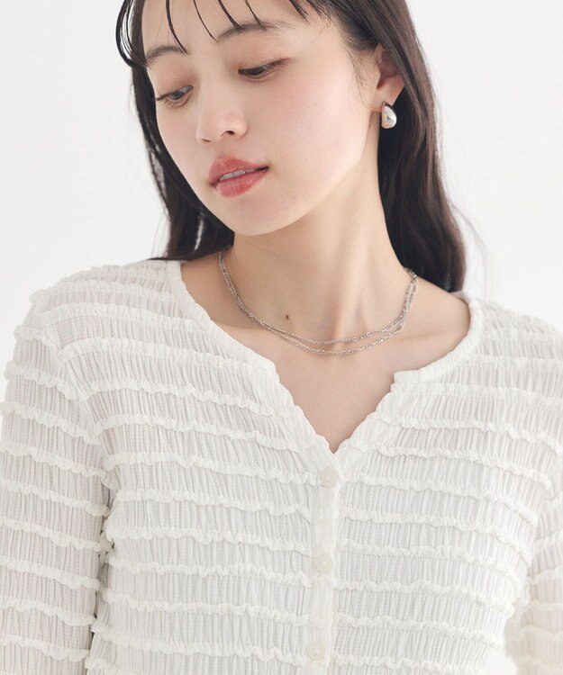 earth music&ecology 【予約】シャーリングカットカーディガン アイボリー