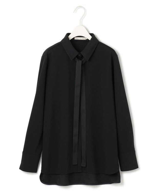 ICB 【洗える】マラボーテジョーゼット ボウタイデザインカットソー ブラック系