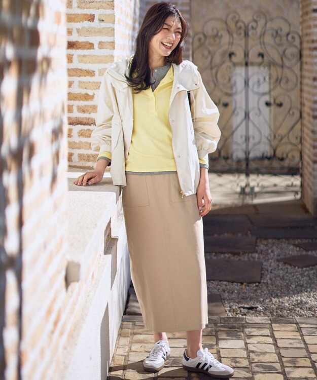 ANY クリアラメフライスヘンリーネックプルオーバー イエロー