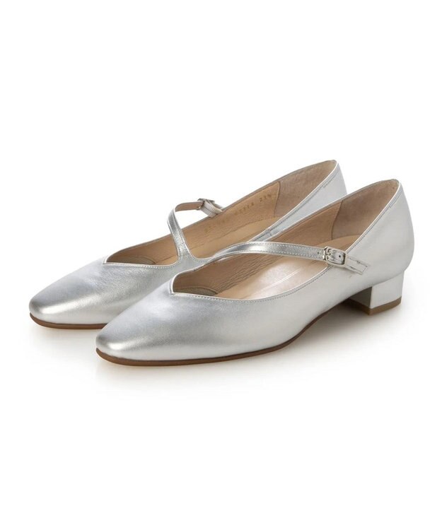 Riz raffinee <Riz raffinee>斜めストラップパンプス シルバー