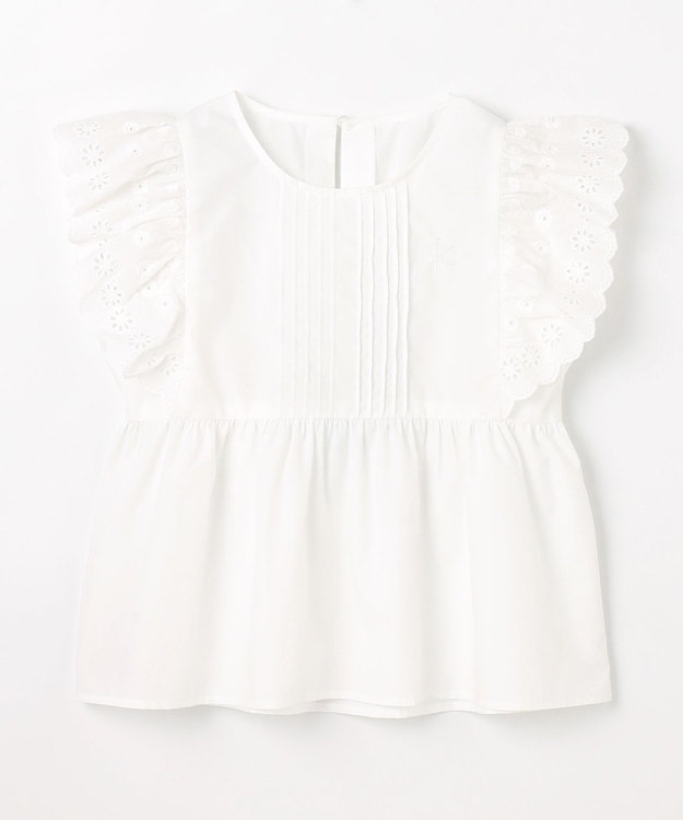 組曲 KIDS 【150-160㎝】レースペプラム ブラウス オフホワイト