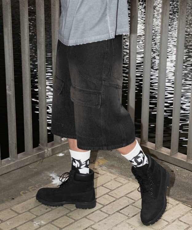 WEGO スウィッチングデニムカーゴショーツ デニムブラックソノタ