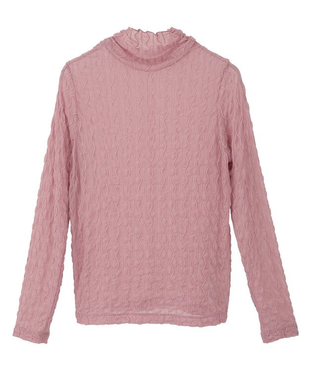 earth music&ecology ハイネックシアーうねうねプルオーバー Pink