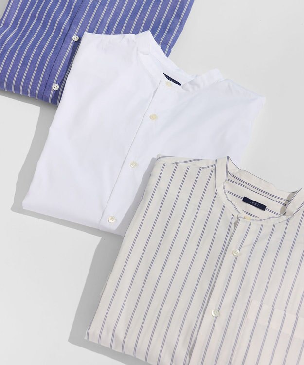 LENO BAND COLLAR SHIRTS 《UNISEX》 バンドカラーシャツ WHITE