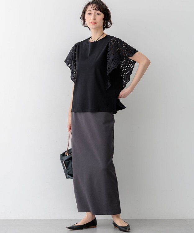 23区 【先行予約】ダブルフェイスジャージー Iラインスカート グレー系