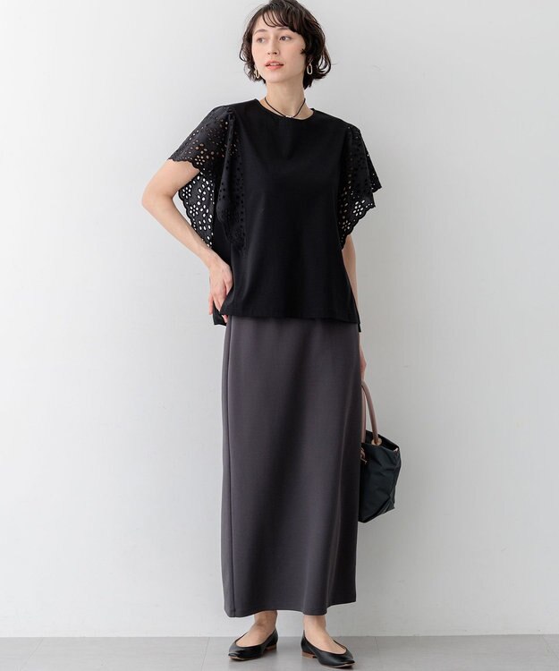 23区 【先行予約】ダブルフェイスジャージー Iラインスカート グレー系