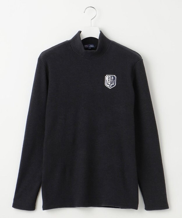 23区GOLF 冬の定番トップス【MEN】【吸湿発熱】グランサーモワッフル モックネックシャツ ネイビー系