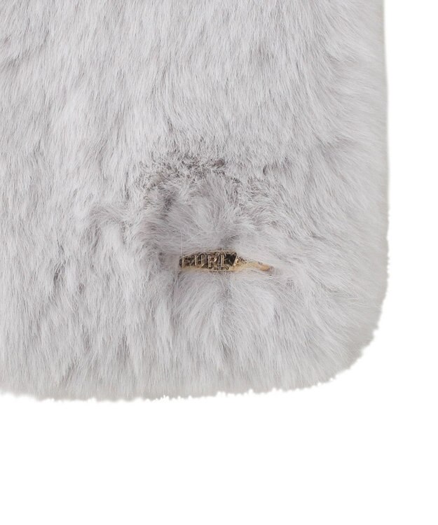 MOONBAT 【大人百花1月号掲載】FURLA フェイクファーマフラー ベルト差し込み ファーティペット ロゴプレート付 ライトグレー