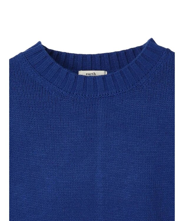 earth music&ecology ウォッシャブル脇スリットクルーネックプルオーバー Blue