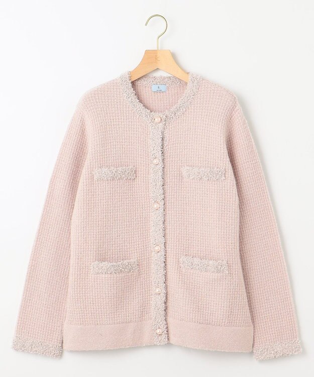 組曲 ツイードニット ジャケット ピンクベージュ系