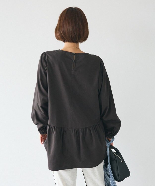 CRAFT STANDARD BOUTIQUE ボリュームスリーブウエストギャザーチュニック Charcoal Gray