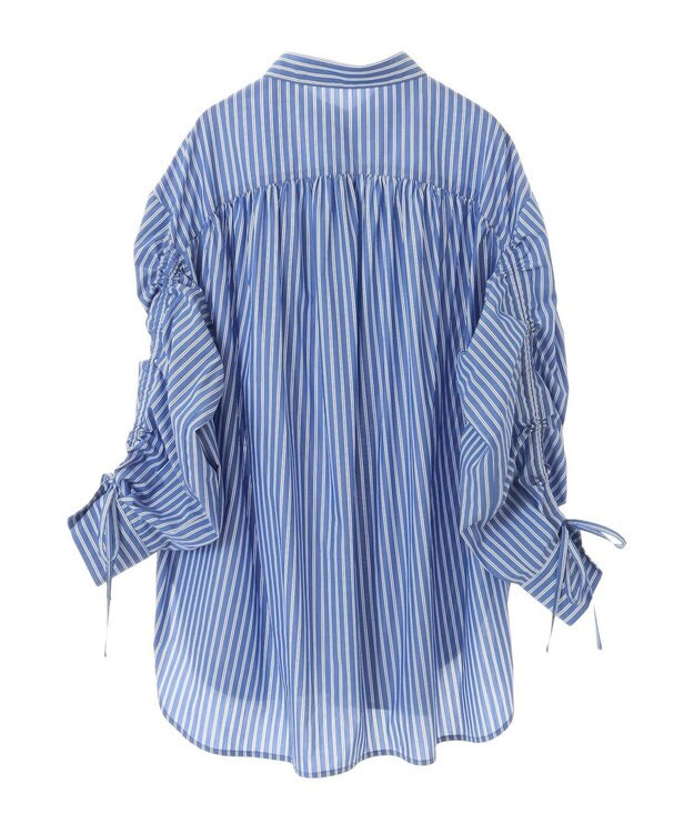 AMERICAN HOLIC 【WEB限定】イージーケアバックギャザーリボンシャツ Stripe Sax