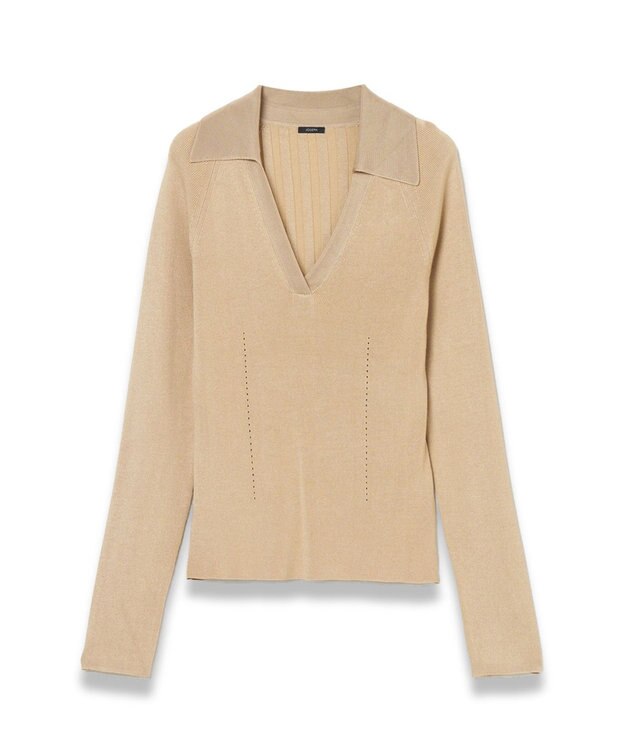 JOSEPH 【洗える】サティニーリブ　ロングスリーブポロニット Desert