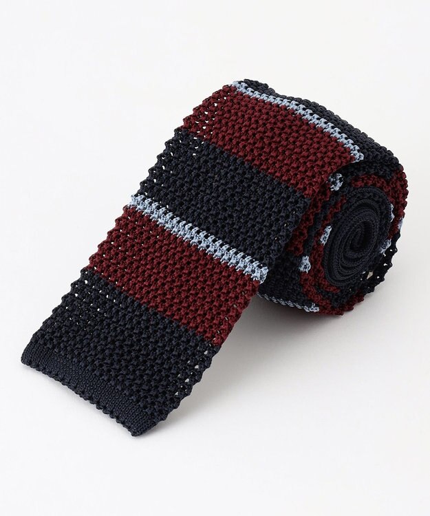 J.PRESS MEN 【J.PRESS KNIT TIE COLLECTION】ストライプ ニットネクタイ ワイン系2
