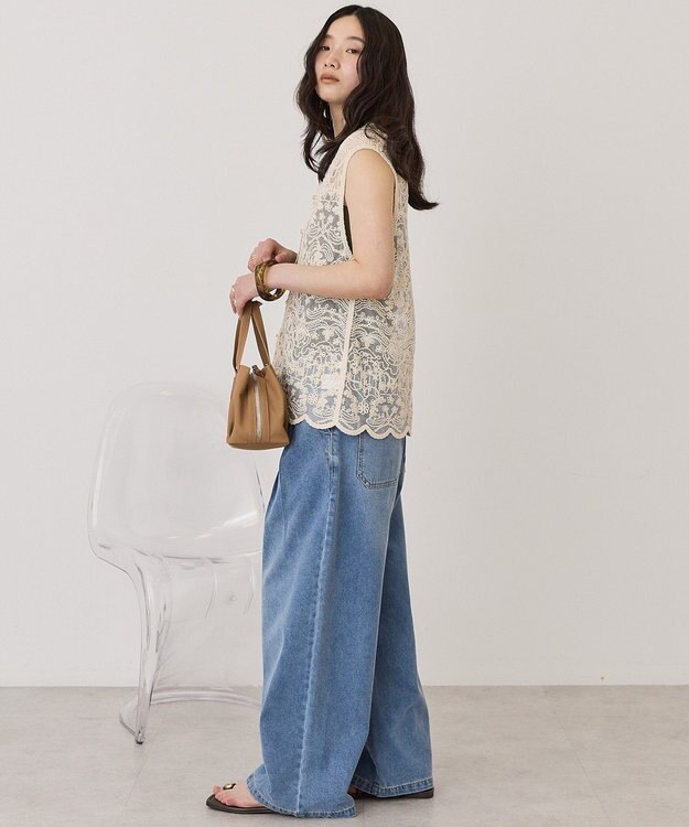 AMERICAN HOLIC ウエストタックイージーデニム Light Indigo