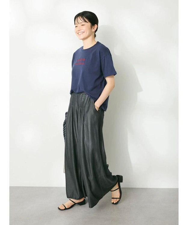 CRAFT STANDARD BOUTIQUE やわらかデニムタックワイドフレアパンツ Black