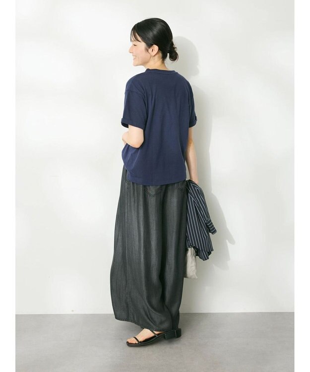 CRAFT STANDARD BOUTIQUE やわらかデニムタックワイドフレアパンツ Black