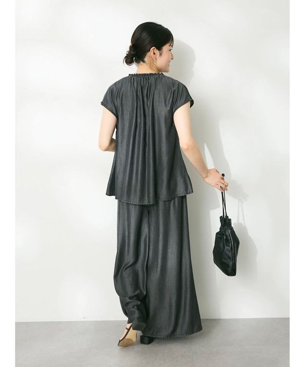 CRAFT STANDARD BOUTIQUE やわらかデニムタックワイドフレアパンツ Black