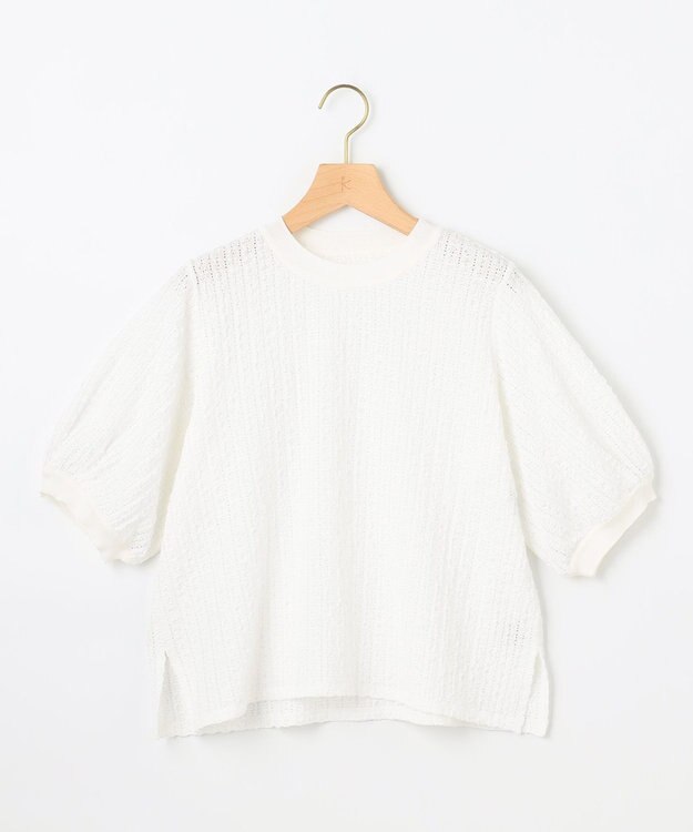 組曲 S レーシージャージーニットライク カットソー ホワイト系