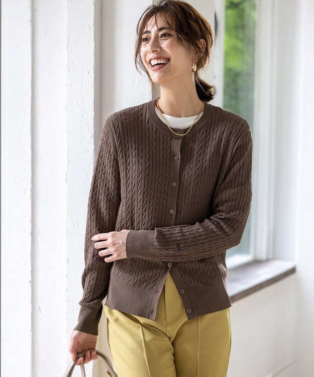 ANY SIS ケーブルニット カーディガン モカ