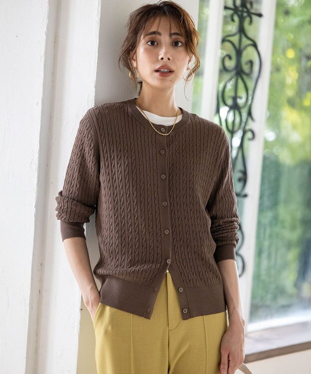 ANY SIS ケーブルニット カーディガン モカ