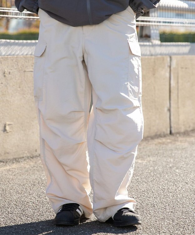 WEGO ナイロンカーゴパンツ ライトグレー