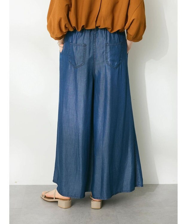 CRAFT STANDARD BOUTIQUE やわらかデニムタックワイドフレアパンツ Indigo