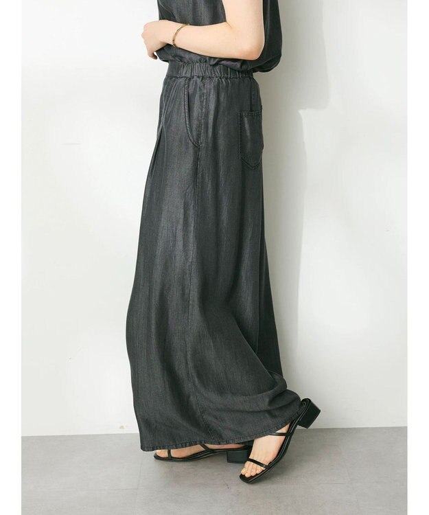 CRAFT STANDARD BOUTIQUE やわらかデニムタックワイドフレアパンツ Black