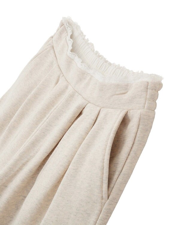 earth music&ecology レースレイヤード風スウェットパンツ Oatmeal