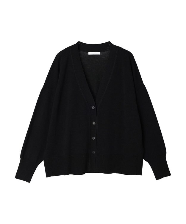 Green Parks 洗える　ステッチ入りＶネックカーディガン Black