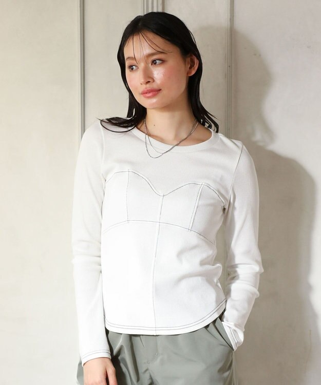 Green Parks ・ＳＵＧＡＲ　ＳＰＯＯＮ　ビスチェラインリブロンＴＥＥ Off White