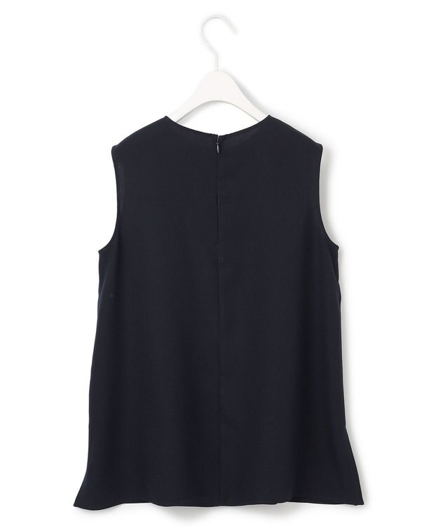 ICB 【接触冷感・UVケア・速乾・洗える】 FluidBackSatin ノースリーブブラウス ネイビー系