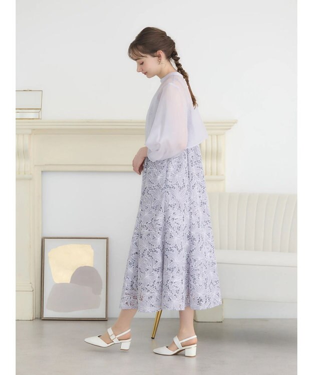 earth music&ecology ＳＥＴ２点　シアーブラウス＋レースキャミワンピース Lavender