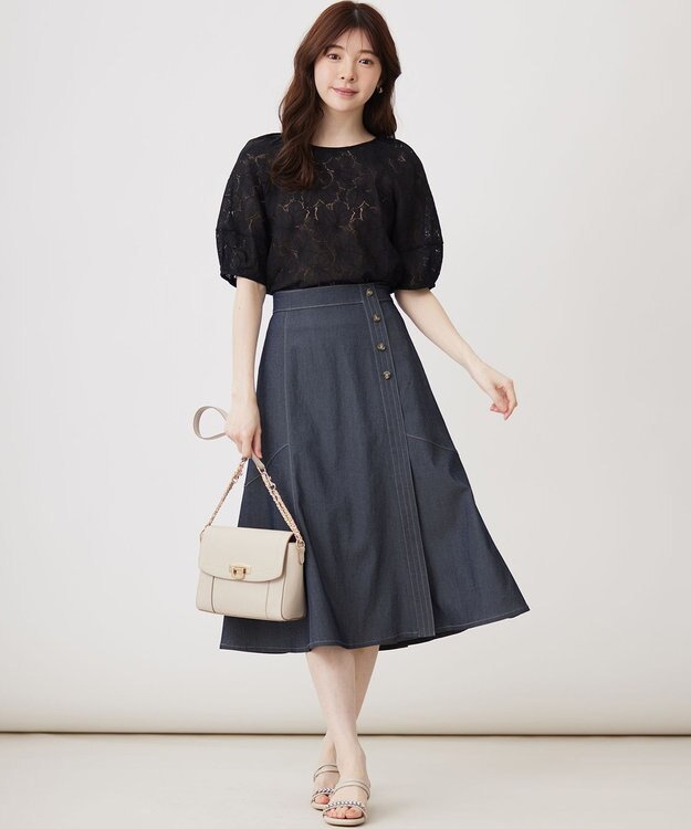 ANY SIS S 【洗える】ライトデニムライクシャンブレー スカート シャンブレー