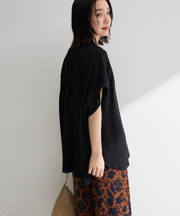 Green Parks フレンチスリーブリブドッキングシャツ Black